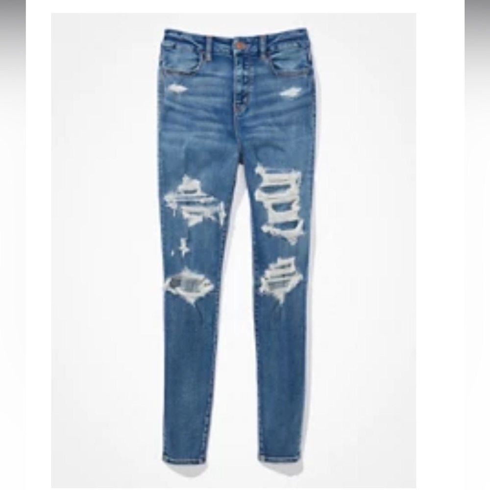 AE next level stretch distressed curvy high waisted jeggings - size 18